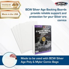 100 Pack – BCW Silver Age Comic Book Backer Boards Acid Free 24PT 7″ X 10 1/2″