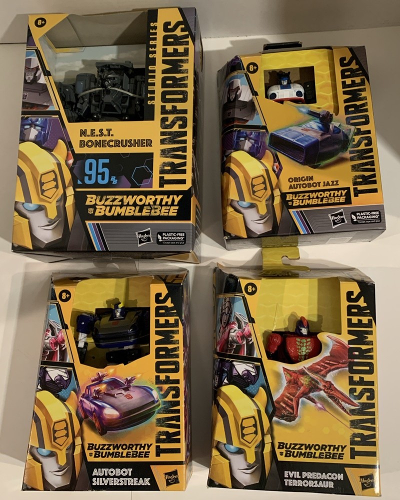 Transformers Buzzworthy Bumblebee Lot Of 4 Bonecrusher JAZZ Silverstreak Hasbro