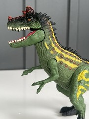 Vintage Chap Mei Dino Valley Green Tiger Stripe CARNOTAURUS Dinosaur Figure