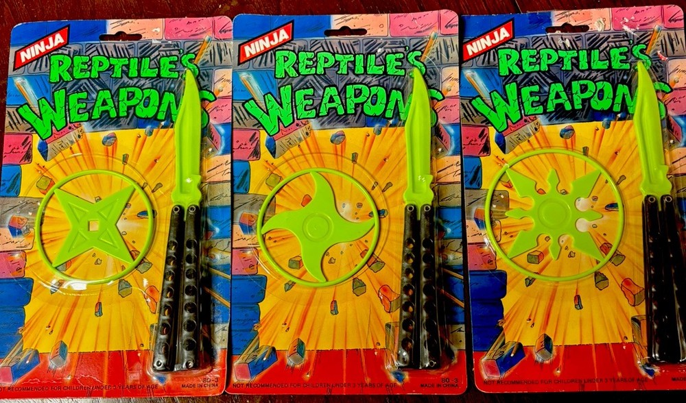 3 Vintage Ninja Turtle Knife and Ninja Star “Rare” “New Sealed 90s Star”