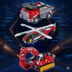 Authentic SAMG Metal Cardbot S BLASTRAIN & FLAMENOVA Transforming Robot Car Set