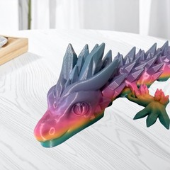 Large 24 Inch Articulated Flexi Crystal Dragon 3D Printed Fidget Desk Toy
