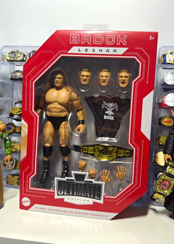 Mattel WWE Ultimate Edition Brock Lesnar Figure w/ Belt Shirt Alt Head Hands