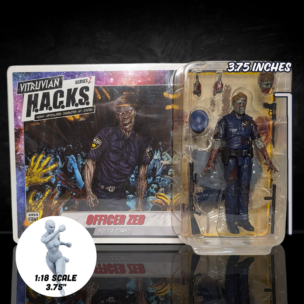 Officer Zed Police Zombie Vitruvian HACKS Series 1 Action Figure 1:18 Scale