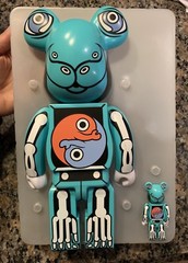 Medicom BearBricks x Ron English 400% & 100% SDCC 2007 Signed & With Box LTD ED