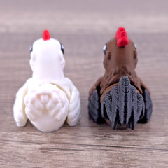 Mini Rooster Chicken Pair 3D Printed Flexi Fidget Desk Pets Farm Animal Toy Set