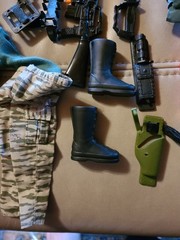 Vintage GI JOE Accessories Lot Boots, Jungle, Goggle, Knives, Guns, Etc