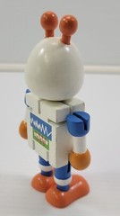 *B8) Toysmith Flexi Articulated Wooden Robot Toy Orange Blue White