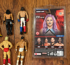 Lot of WWE WWF Action Figures and Cards (1 Autographed) Brock Lesnar,Ric Flair