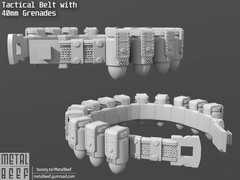 40mm Grenade Belt Accessory 1:12 Scale 3D Printed Resin Unpainted 6 Inch Figure