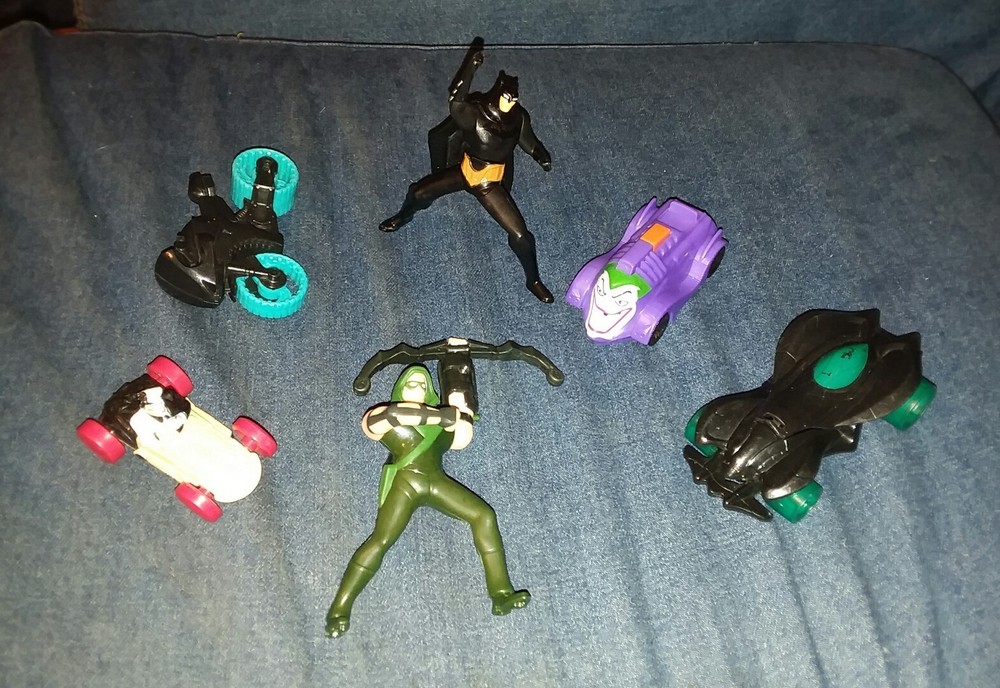 dc comics batman 6 toys lot green arrow joker two face batmobile mcdonalds set