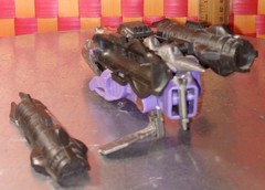 Zoids, silver+black+purple, 5 1/2″L by 2 1/4″h, fully fxns, some assembly requir