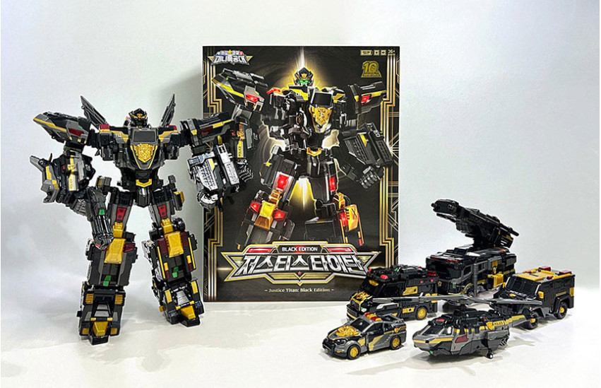 SAMG Miniforce Justice Titan Black Edition 5 in 1 Transforming Robot Toy Figure