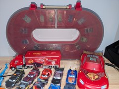 Disney Pixar Cars Die-Cast Model Lot of 34 + 11 Plastic + Carrying Case Mattel