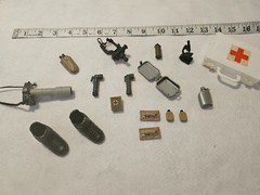 1:6 Scale Military Accessory Lot Medical, Gear, Shoes, Rations, More
