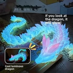 3D Printed Luminous Dragon Glow in Dark Articulated Desk Decor Kids Gift