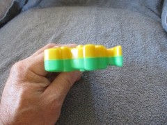 1975 Plastic Green/Yellow Toy Harmonica Have No Fear Underdog Is Here Lednardo