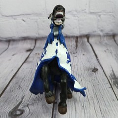 Papo Medieval Sword Shield-Decorated Horse BLUE+WHITE Action Figure 2000s Vtg