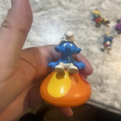 Lot Of 5 Vintage Smurf PVC Plastic Figures, Skateboard, Mushroom Sports