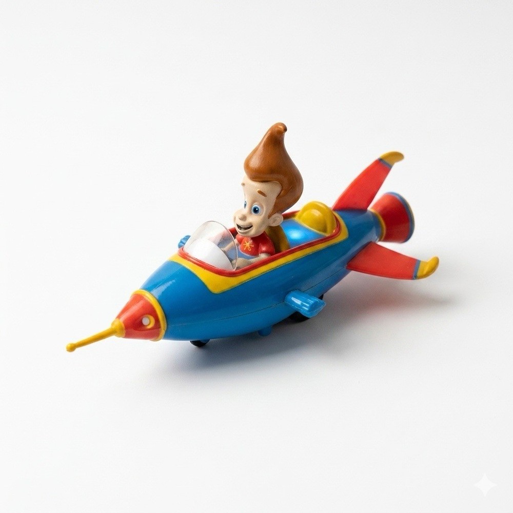Vintage Jimmy Neutron Rocket Ship Toy 2002 Basic Fun Viacom Kid Figure Rare HTF