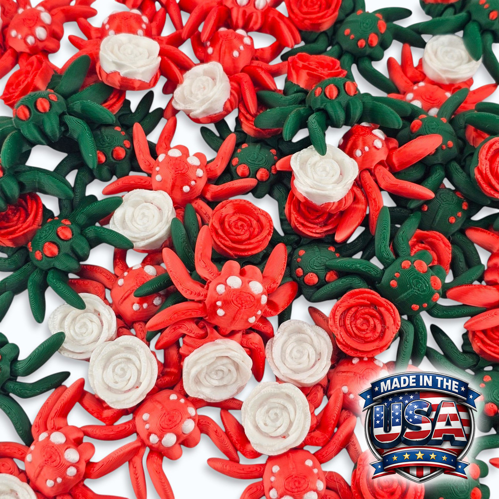 Lot 20 Articulated Spider Rose Toy Mini 3D Printed Gothic Fidget Desk Pet – 1.9″