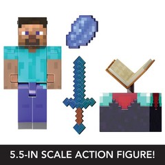 Minecraft Diamond Level Steve Action Figure, 3 Accessories, 5.5-in