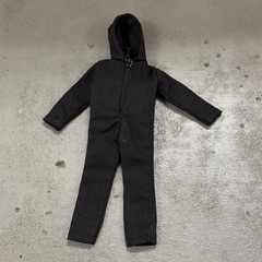 SU-HD-STS: 1/12 Black Hooded Jumpsuit for 6″ medium to slim body