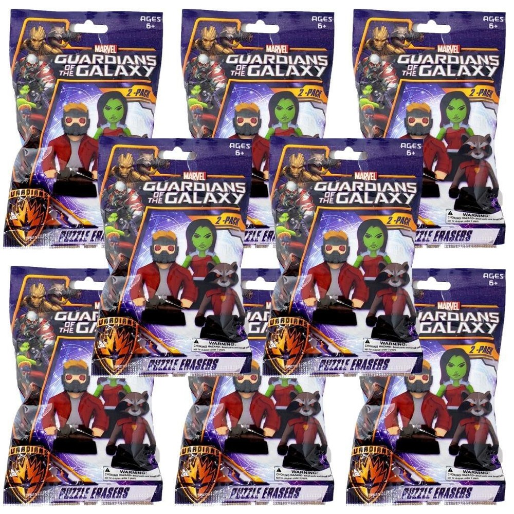 Marvel Guardians of the Galaxy Puzzle Erasers : Lot of 8 Sealed Blind 2-Packs
