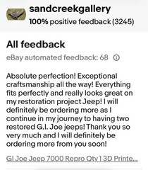 GI Joe Jeep 7000 Repro Qty 1 3D Printed Hasbro 12” Jeep Steering Wheel and Stem