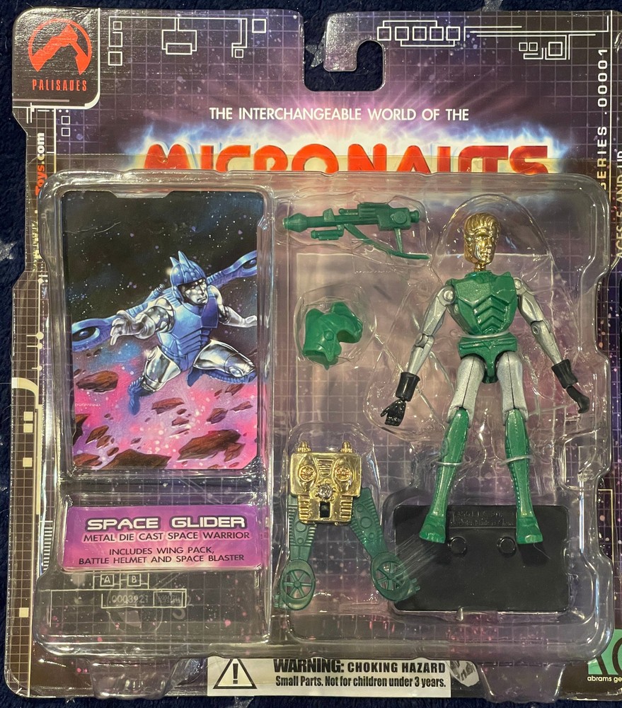 VINTAGE 2002 PALISADES DIE CAST METAL MICRONAUTS GREEN SPACE GLIDER MOC/Complete