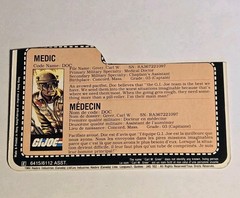 1984 Vintage G.I. JOE DOC French Canadian Bilingual English File Card Medic