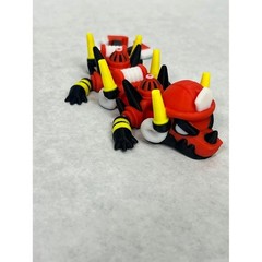 3D Printed Articulating Firefighter Dragon Fidget Toy Red Black Yellow 6 Inch