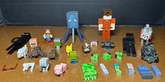 Lot of Minecraft parts some full Figures mini figures 1 key chain 1 Diecast