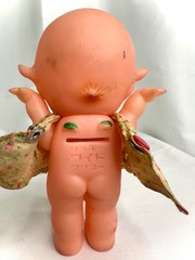 VINTAGE KEWPIE WITH DRESS COIN BANK DOLL SOFT VINYL TOY JAPAN SOFUBI