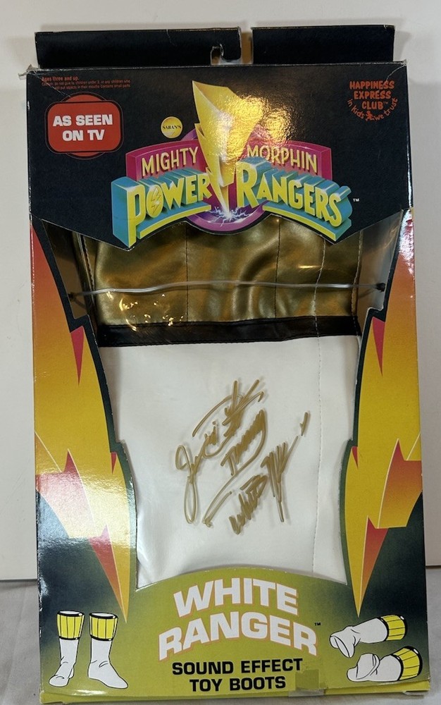 Jason David Frank Signed 1994 Mighty Morphin Power Ranger White Ranger Boots JDF