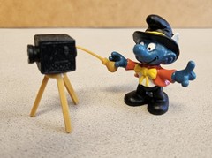 Vintage 1980s Schleich Peyo SMURFS Photographer Smurf with Camera Figure