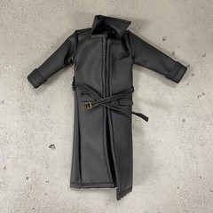 PB-LTC-BLK: 1/12 Black Wired Faux Leather Trench Coat for 6″ action figures