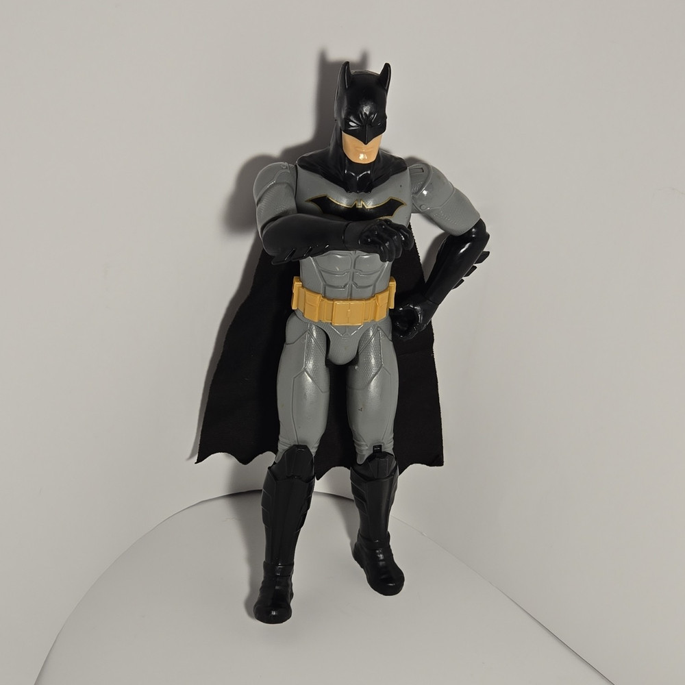 Batman Action Figure – Gray/Black/Yellow Plastic with Cape Batman Franchise