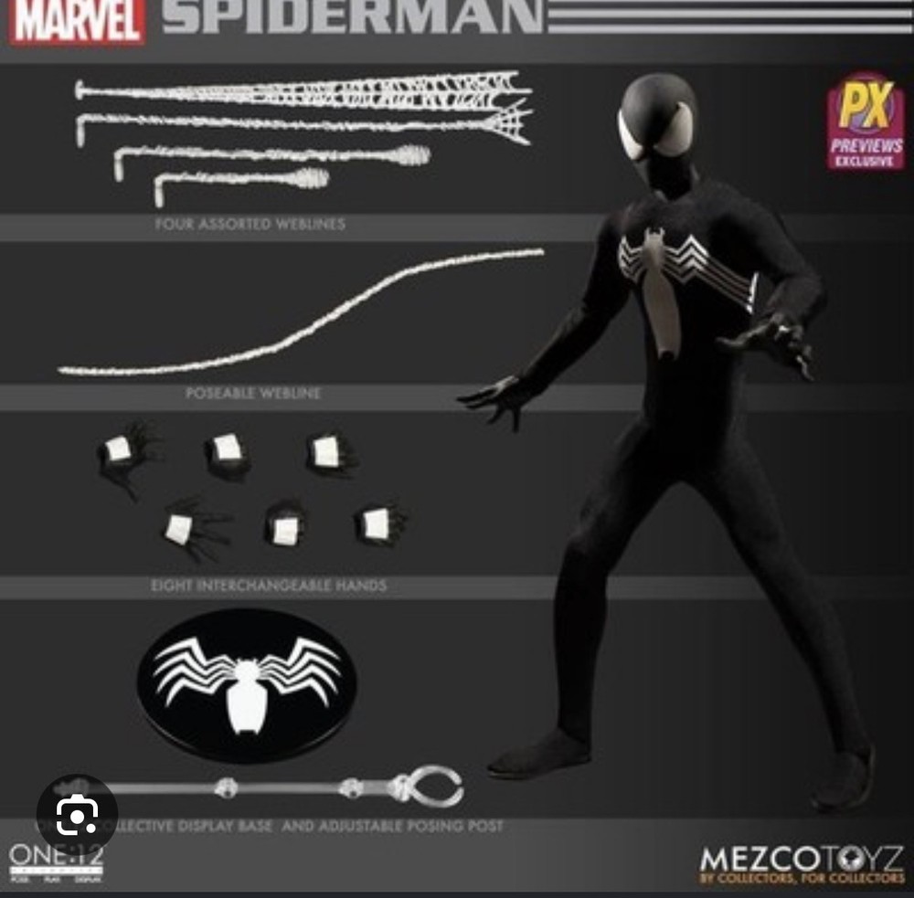 MEZCO ONE:12 COLLECTIVE Symbiote Spider-Man PX Previews Exclusive