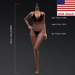 1/6 Female Black Skin Medium Breast Flexible Seamless Body 12”Action Figure