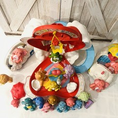 VTG 1983 Care Bears Care A Lot Playset Cloud Car Rainbow Roller Accessories WOW!
