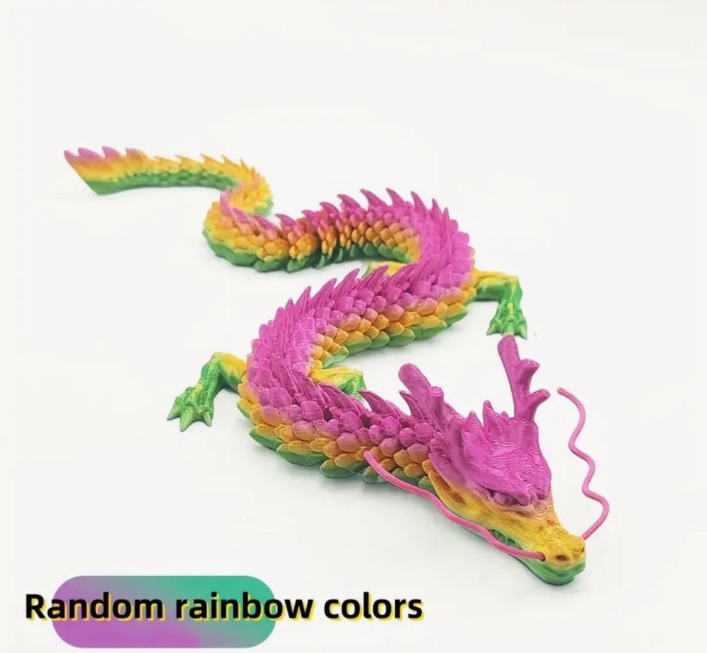 Rainbow 3D Printed Crystal Dragon Flexible Articulated Fidget Toy Decoration