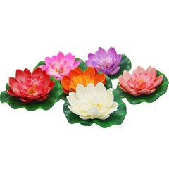 Happy Trees 12 Pcs Artificial Floating Foam Lotus Flower with Water Lily Pad