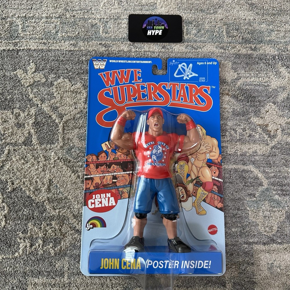 LJN WWE Wrestling Superstars John Cena Figure Blue Card Signed Target Exclusive