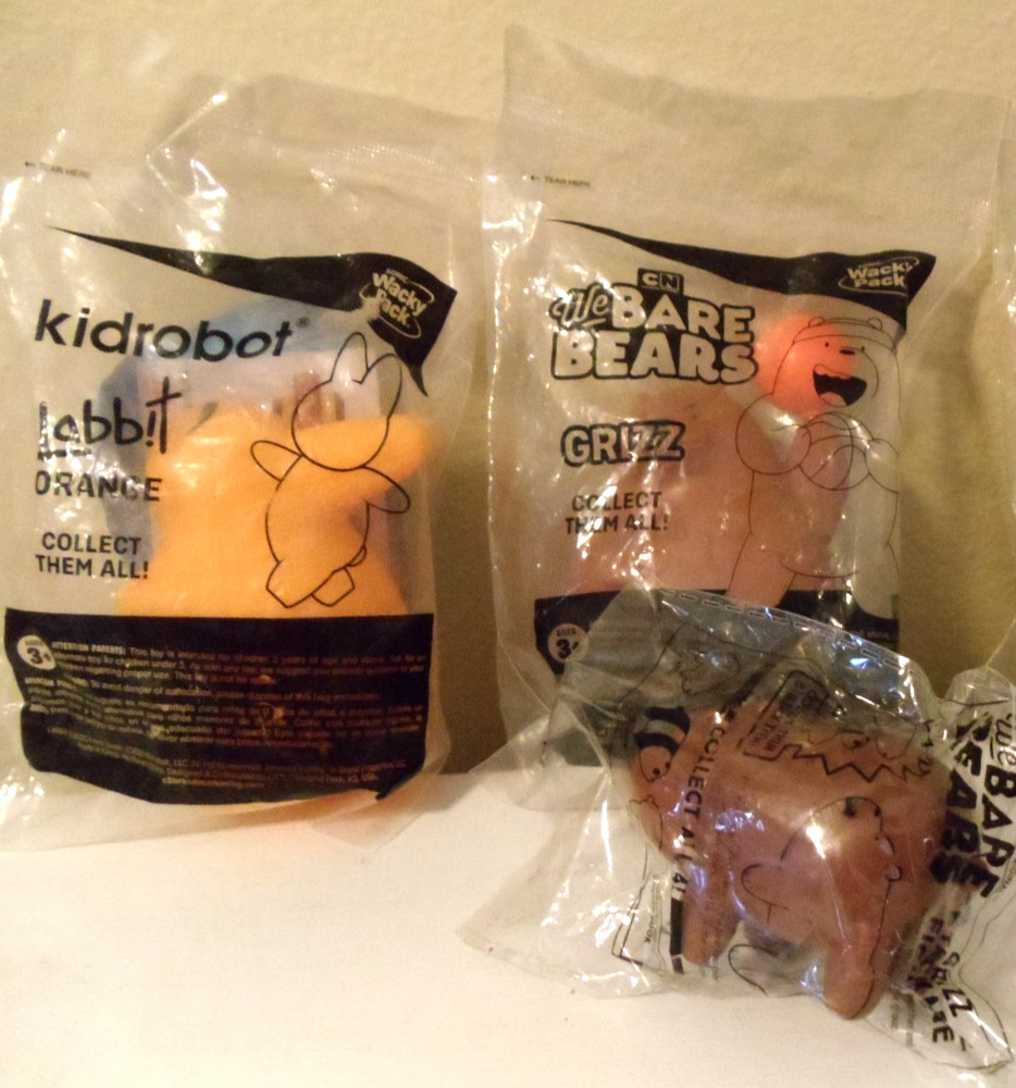 Kidrobot Sonics Wacky Pack Labbit Orange And We Bare Bears Lot Of 3 In Bags
