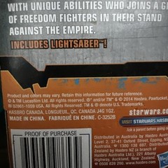 2014 Disney Hasbro Star Wars Rebels Action Figure Ezra Bridger & lightsaber NIB