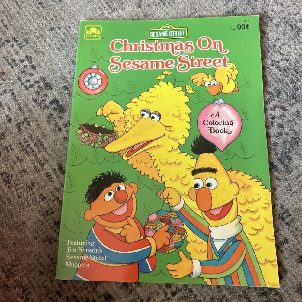 Vintage Sesame Street Christmas Coloring Book 1985 Rare Honkers Sherlock Hemlock