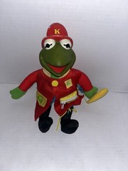 Mattel Learn to Dress KERMIT THE FROG FIREFIGHTER FIREMAN Plush Doll Muppet RARE