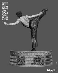 Bruce Lee | 3D Printed Wicked Statue | Unpainted | Fan Made | 1:8 Scale