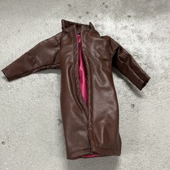 SU-CH-GB-NB: 1/12 Dark Brown Faux Leather Wired Coat for 6″ action figure